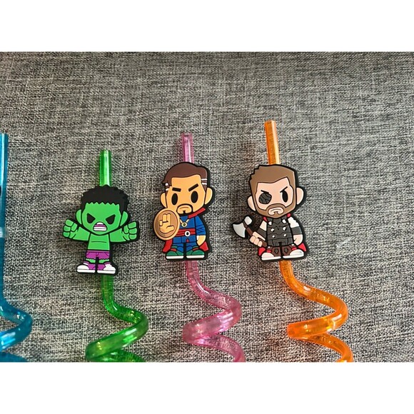 Avengers 7 Pack Reusable Straws Black Panther Black Widow Iron Man Etc. - Picture 4 of 7